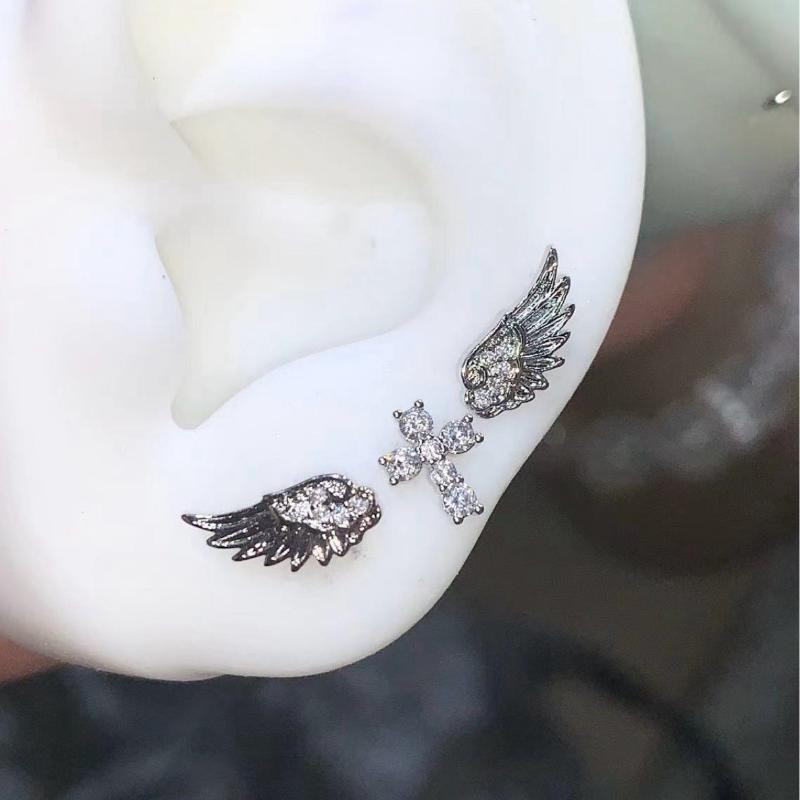 Luxury Lifestyle Jewelry - Pendientes de Cruz con Alas de
