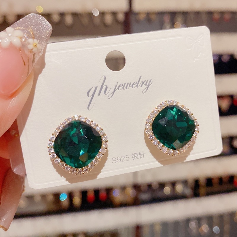 Luxury Lifestyle Jewelry - Pendientes de cristal azul cuadrado de